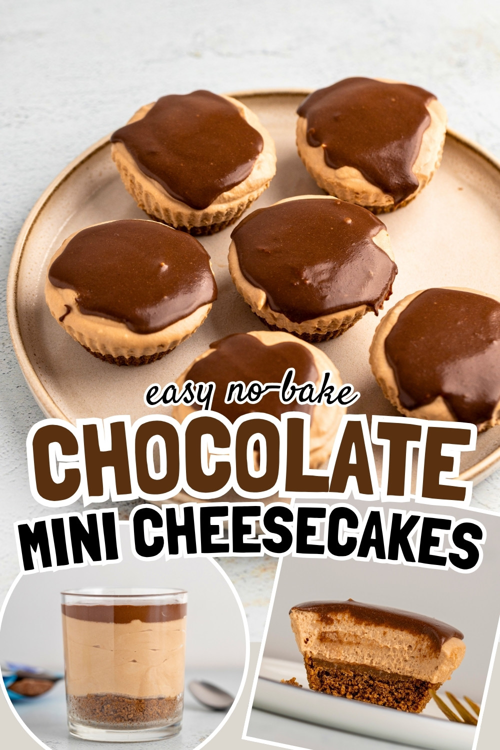 No-bake mini chocolate cheesecakes pin image