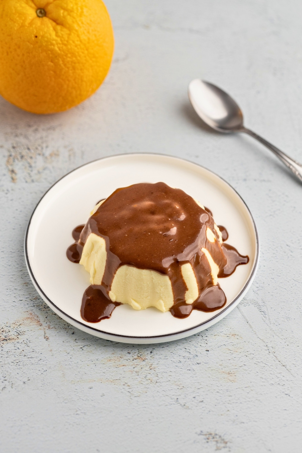Orange panna cotta unmolded