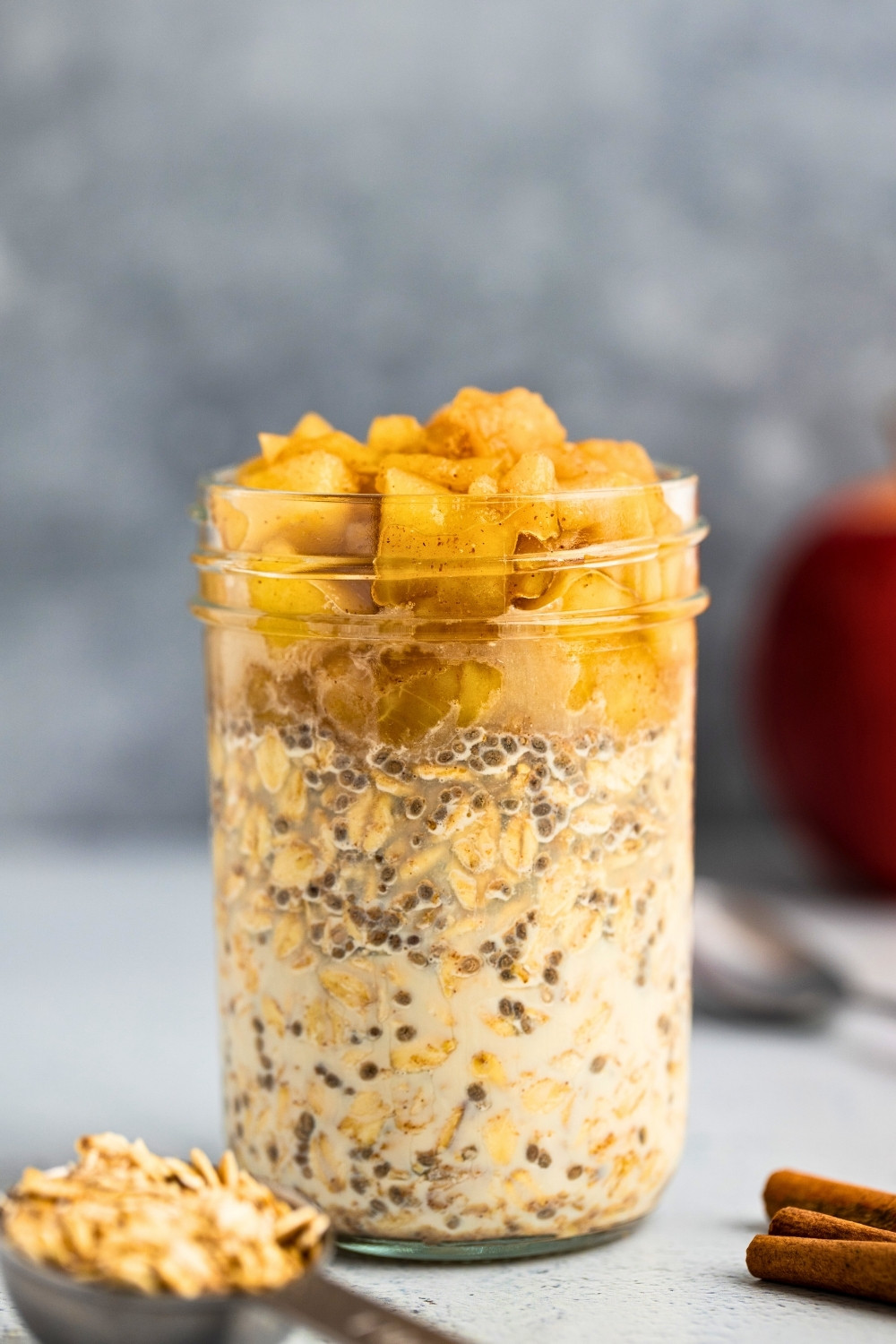 Apple cinnamon overnight oats straight