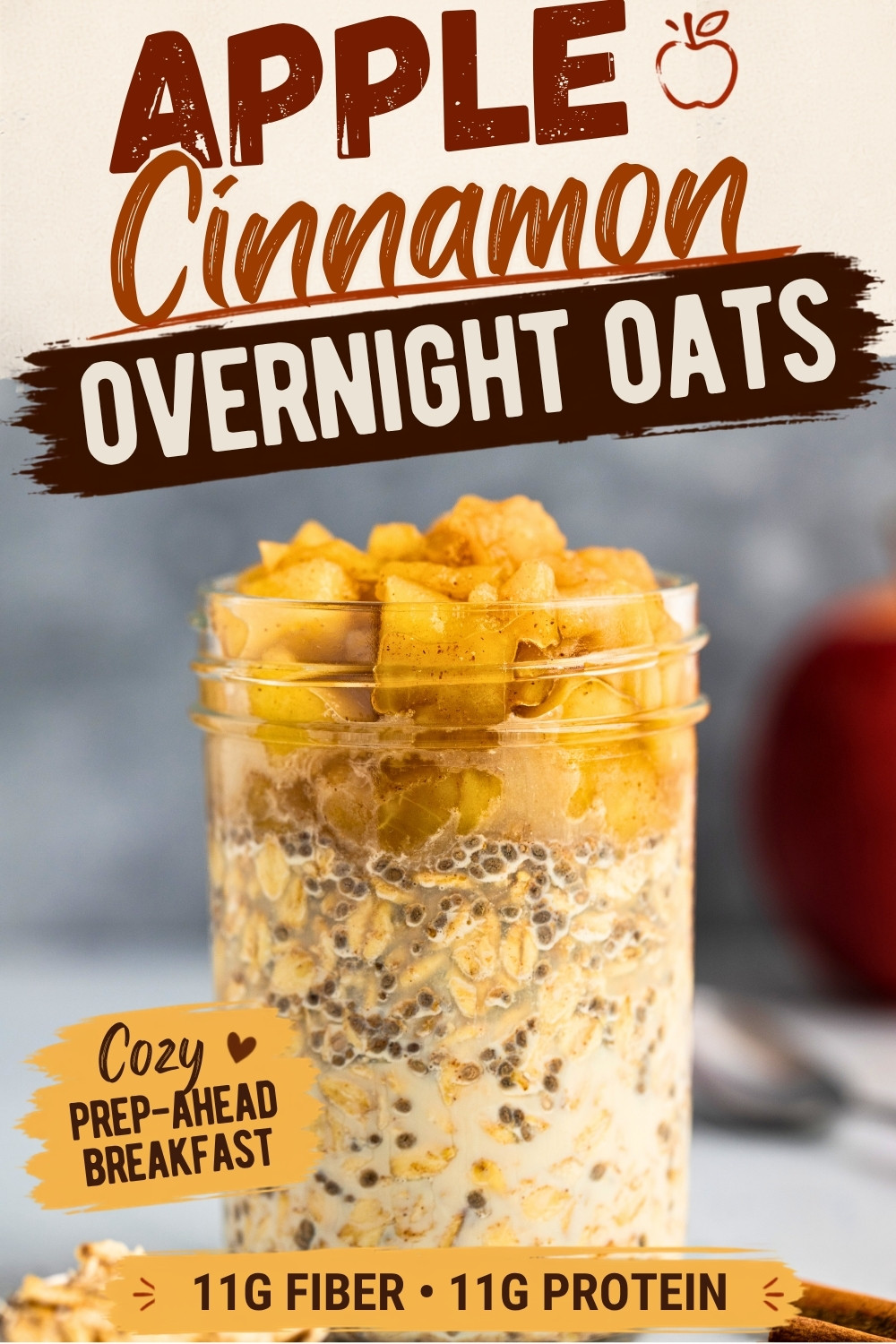 Apple cinnamon overnight oats pin image