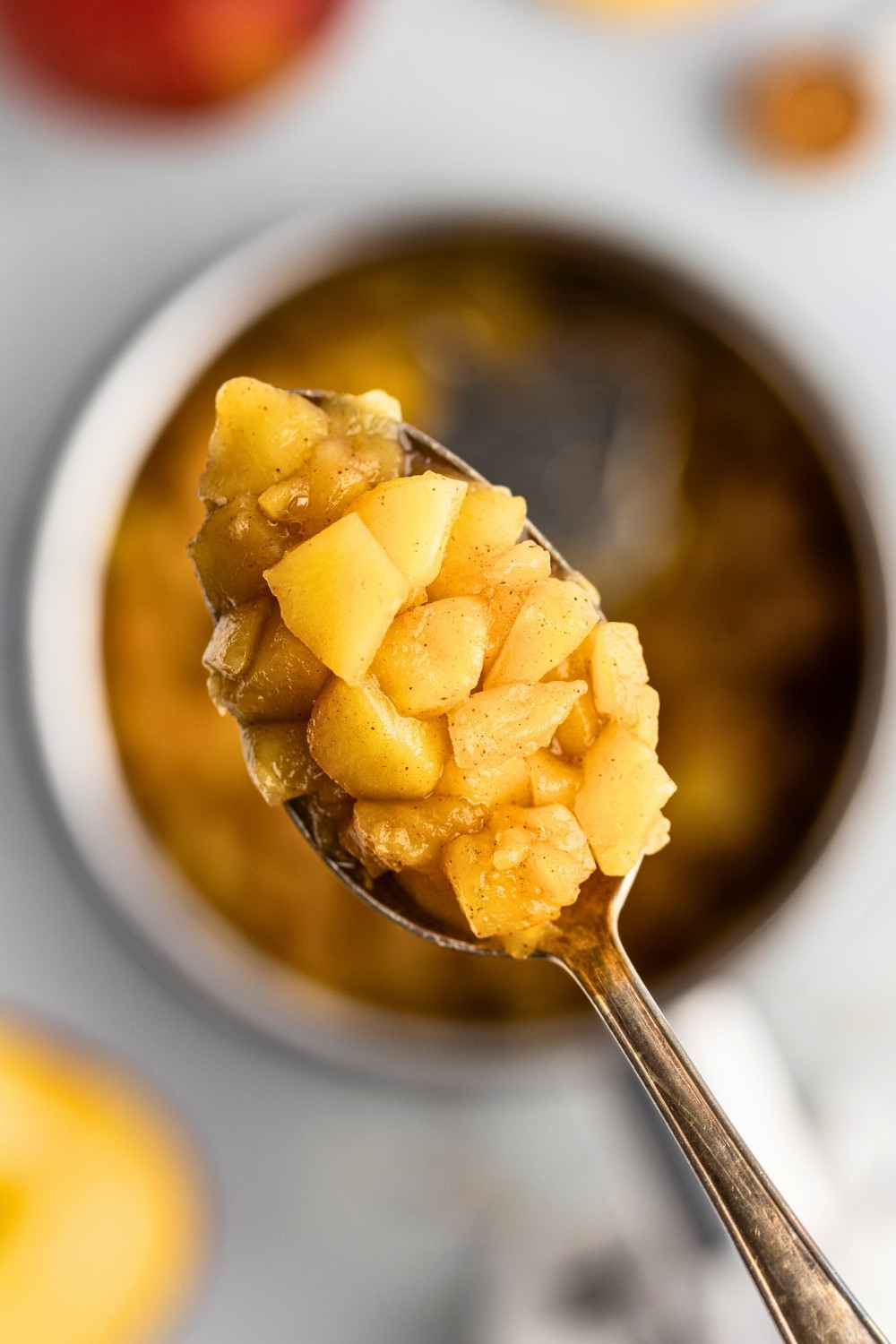 Just cooked apple compote closeup